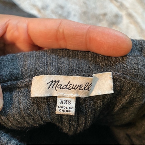 Madewell Bell-sleeve Turtleneck Wool Blend Sweater-Dress Gray Size XXS Stretch - Picture 5 of 9